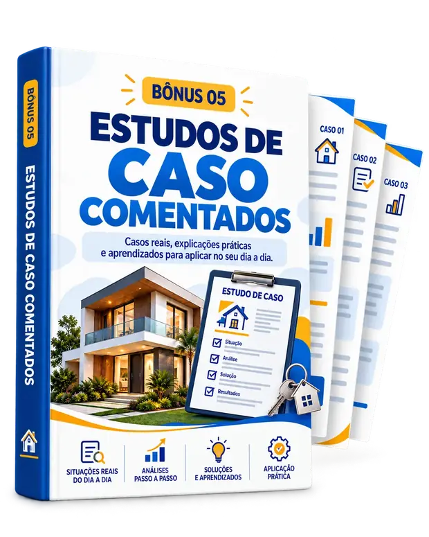 Mockup em livro do bônus 05: Estudos de Caso Comentados
